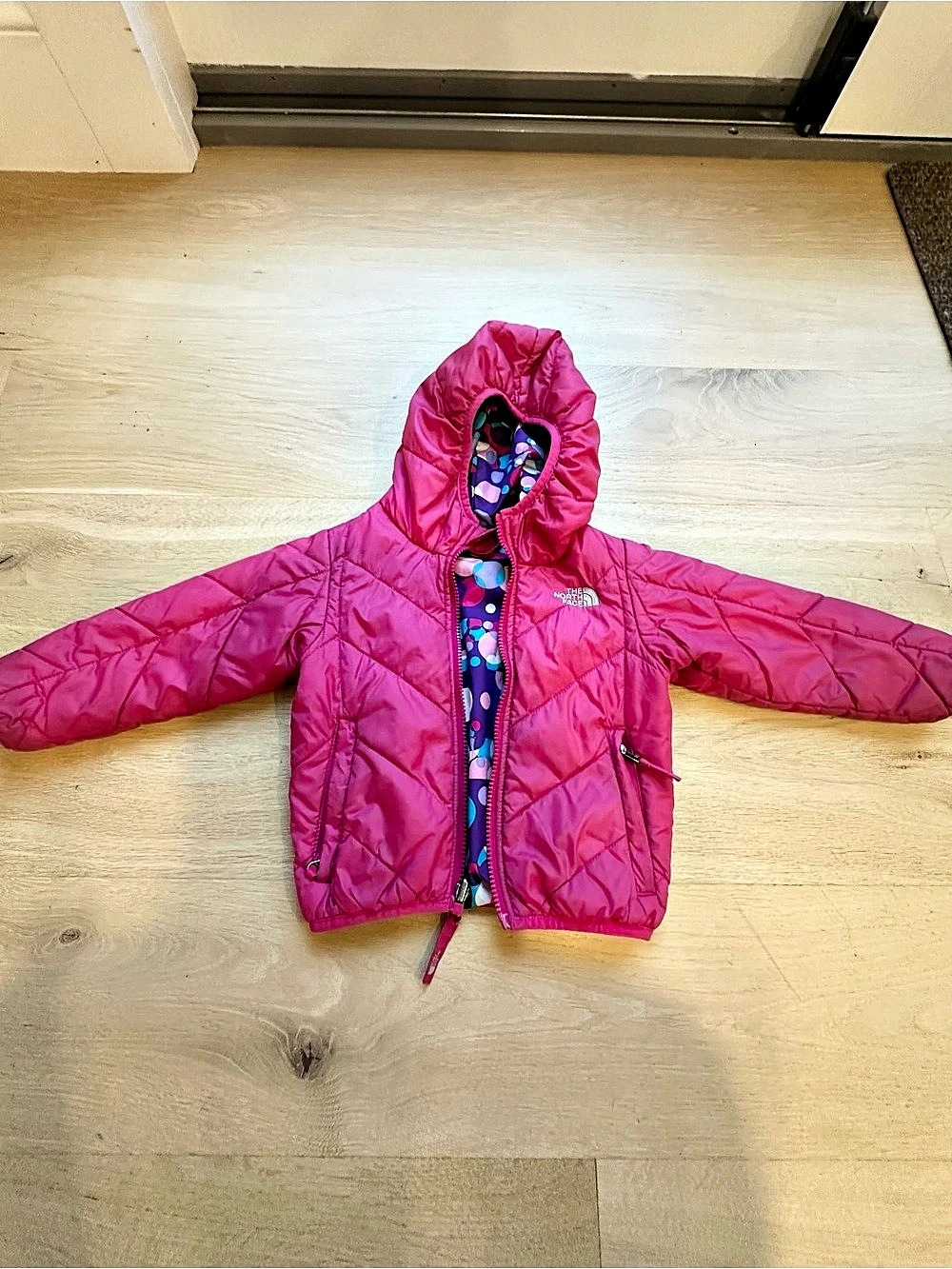 The North Face Toddler Reversible Perrito Hooded Jacket Pink & Purple